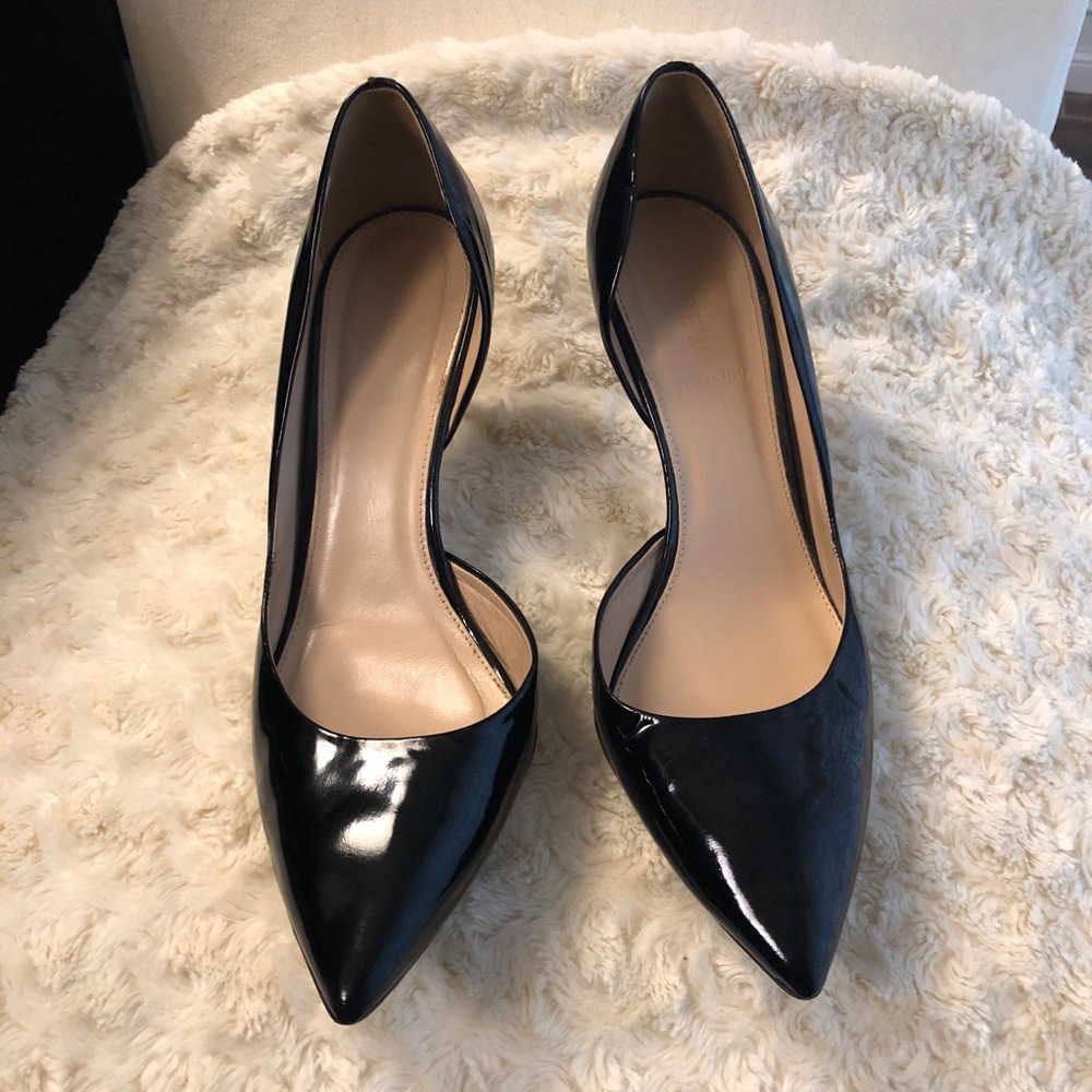 J.Crew black patent Valentina d'orsay pumps